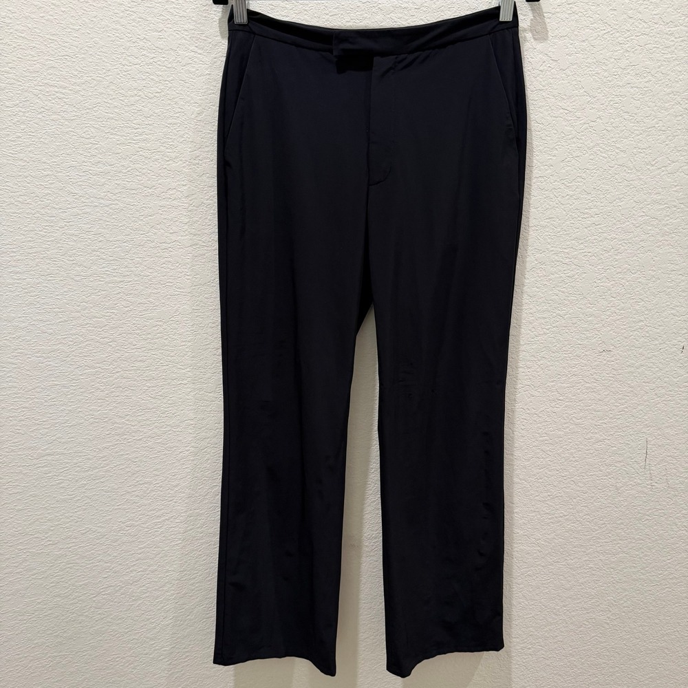 Banana Republic Stretch Black Nylon Spandex Trousers Straight Leg Pants Women 6